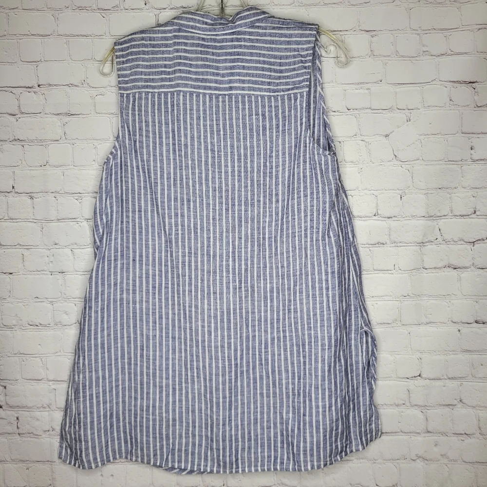 J. JILL Linen Striped Sleeveless Button Up Tunic S - Picture 4 of 8